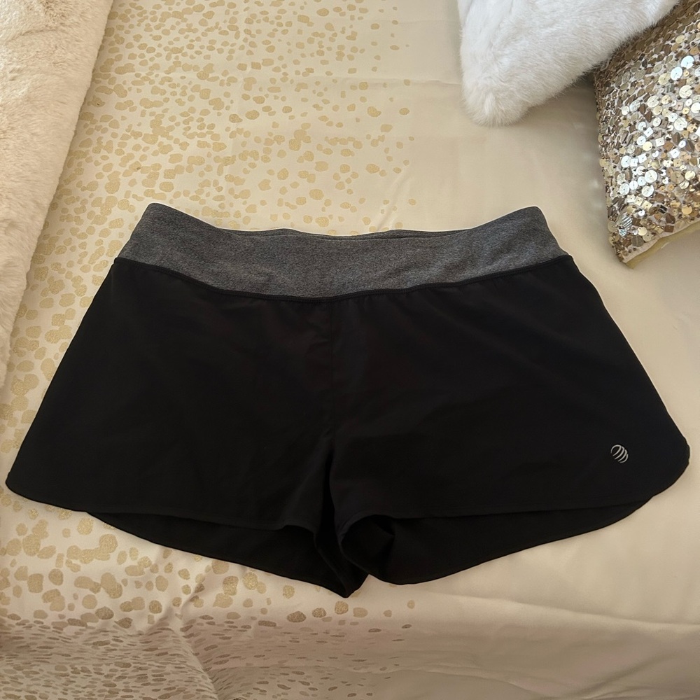 MPG Women's Black Running Shorts with Gray Waistband